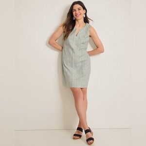 Tommy Bahama Shimmer Bay Sheath Dress Linen Blend Sleeveless Size SP